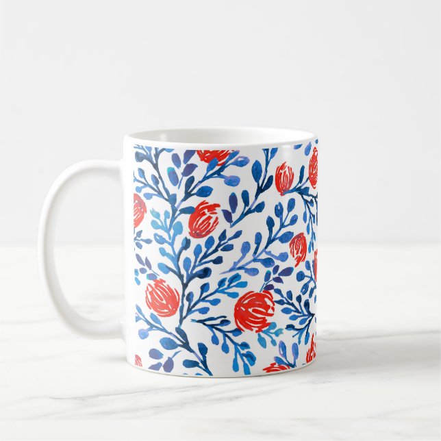 Taza De Café Hojas Florales: Patrón de la Naturaleza sin Marea (Izquierda)