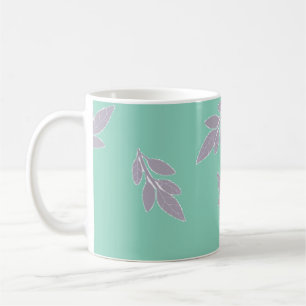Taza De Café Hojas grises en verde