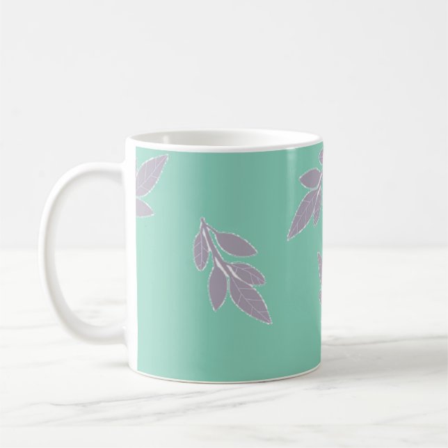 Taza De Café Hojas grises en verde (Izquierda)