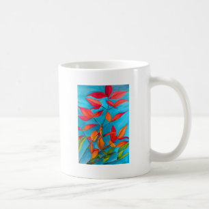 Taza De Café hojas naranjas Arte acuático original de otoño