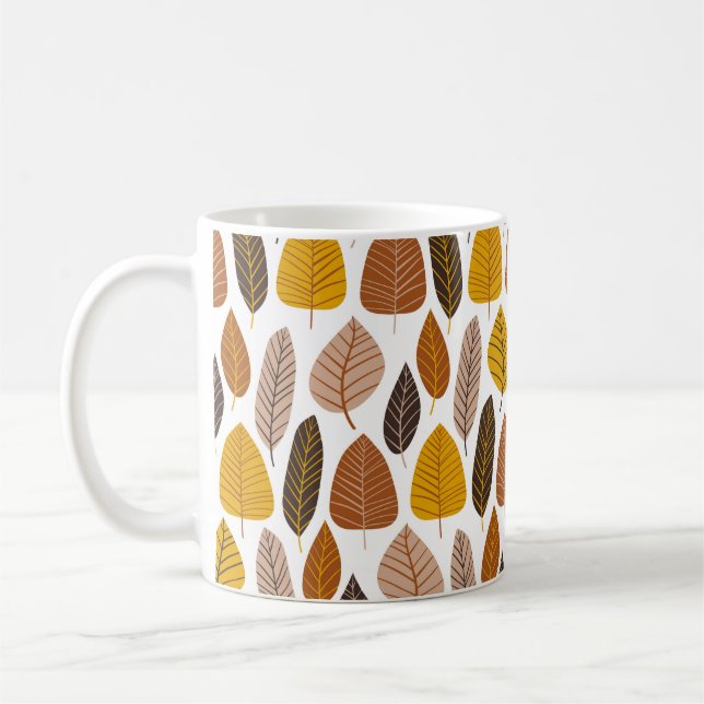 Taza De Café Hojas Naturales: Patrón Neutral Sin Marea. (Izquierda)