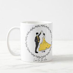 Taza De Café Hojas negras ilustrativas feliz pareja Boda