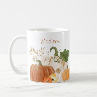 Taza De Café Hojas otoñales de color de agua de las calabazas P