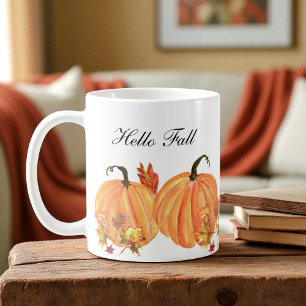Taza De Café Hojas otoñales de la calabaza de otoño