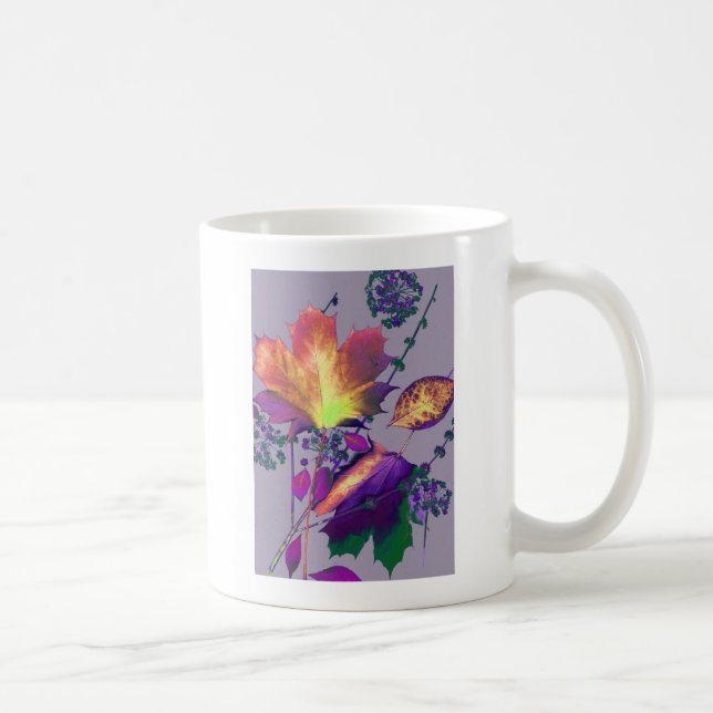 Taza De Café Hojas otoñales en Lilac (Derecha)