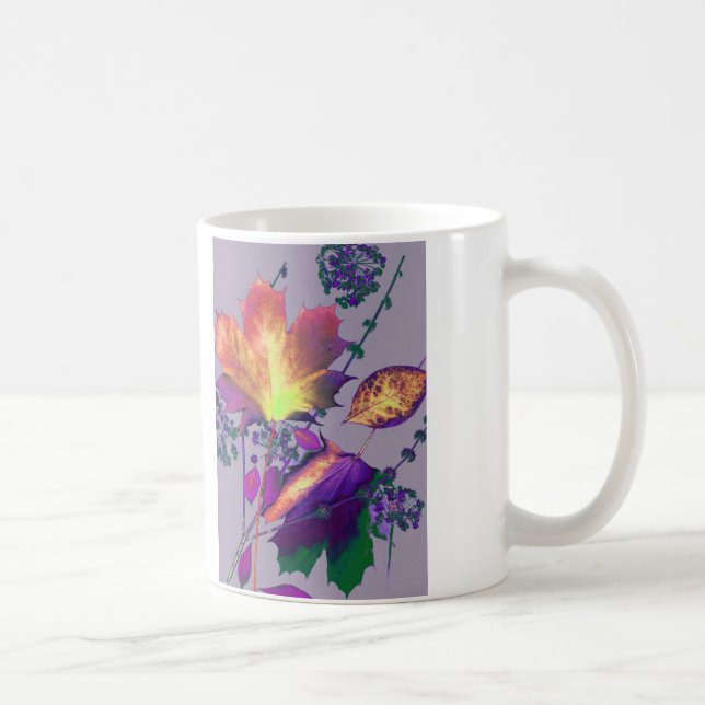 Taza De Café Hojas otoñales en Lilac (Derecha)