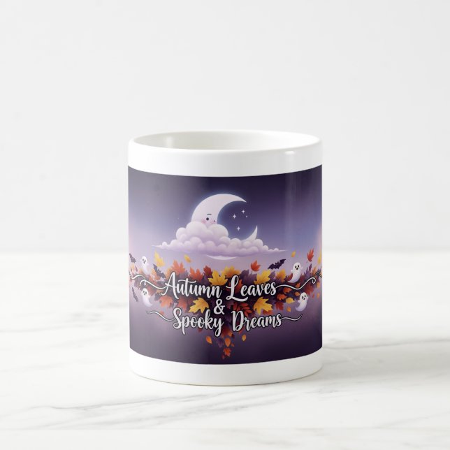 Taza De Café Hojas otoñales y fantasmas espantosos café Mug (Centro)