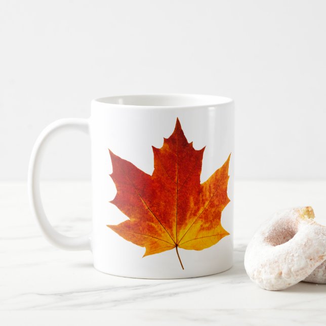 Taza De Café Hojas rojas de arce (Con donut)