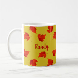 Taza De Café Hojas secas rojas degradadas nombre personalizado 