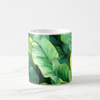 Taza De Café Hojas Tropicales Botánica Abstracta Jungla Natural