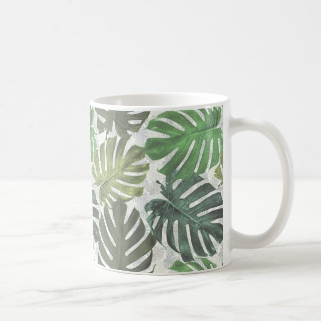 Taza De Café Hojas tropicales de la monstera de la palma (Derecha)