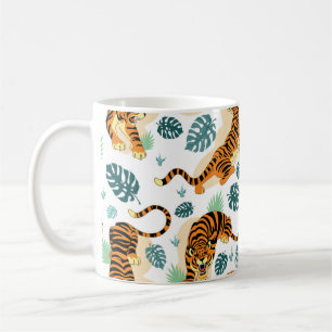 Taza De Café Hojas tropicales de los Tigres: Ilustracion de épo