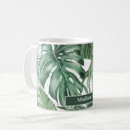 Taza De Café Hojas tropicales de Monstera personalizadas a la m
