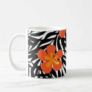 Taza De Café Hojas tropicales de palma, estilo vintage de aplic