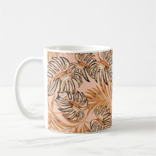 Taza De Café Hojas tropicales de palma, jungla. Patata floral v