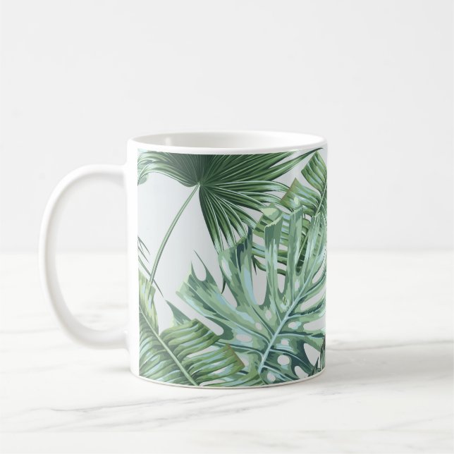 Taza De Café Hojas tropicales de palma, monstera, hoja de pláta (Izquierda)