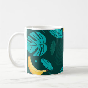 Taza De Café Hojas tropicales de palma Patrón de Seamless. Bana