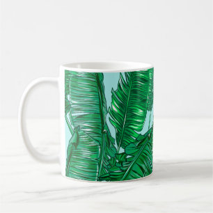 Taza De Café Hojas tropicales de palmera sin costura de patata 