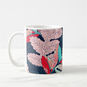 Taza De Café Hojas tropicales de palmeras: patrón de vintage