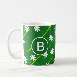 Taza De Café hojas tropicales de plátano y flores botánicas ver