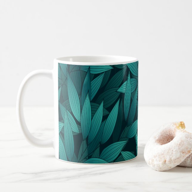 Taza De Café Hojas tropicales degradadas (Con donut)