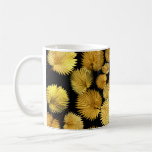 Taza De Café Hojas Tropicales Doradas: Elegancia de Licuala