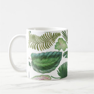 Taza De Café Hojas tropicales: fondo transparente de acuarela