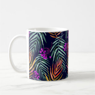 Taza De Café Hojas tropicales. Hojas acuáticas de un árbol, pal