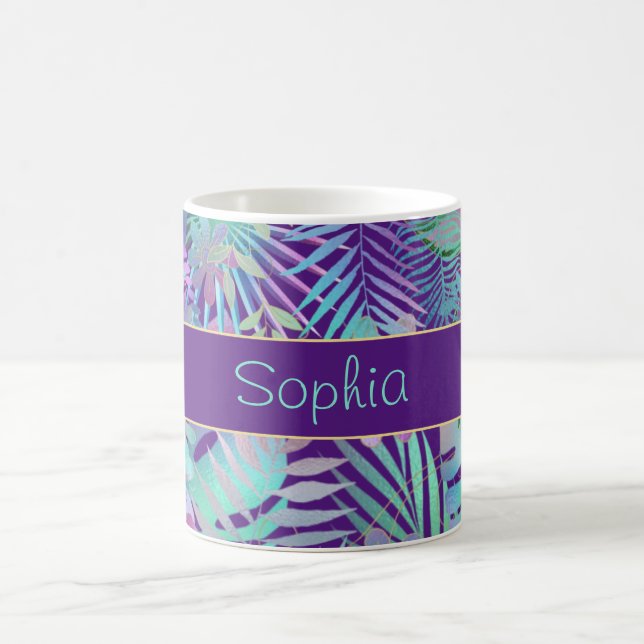 Taza De Café Hojas tropicales irlandesas, nombre Verde azulado  (Centro)