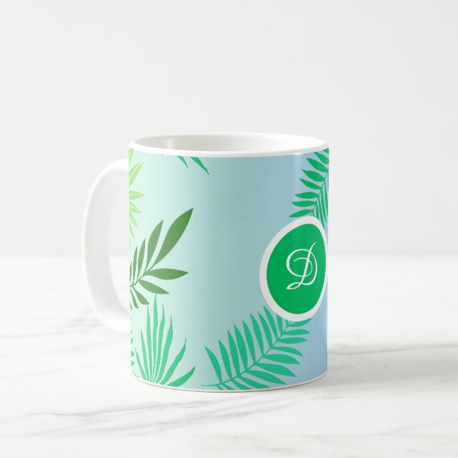 Taza De Café hojas tropicales modernas de mediados de siglo (Anverso izquierdo)