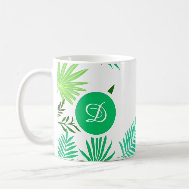 Taza De Café hojas tropicales modernas de medio siglo (Izquierda)