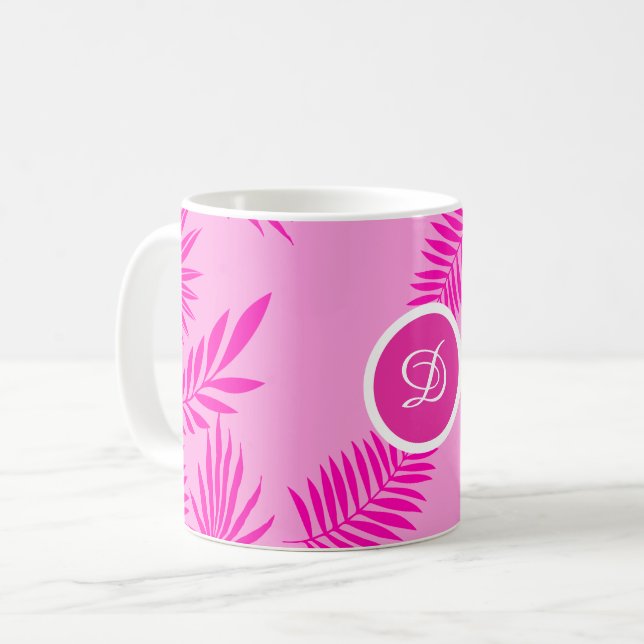 Taza De Café hojas tropicales modernas de medio siglo (Anverso izquierdo)