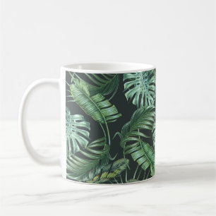 Taza De Café Hojas tropicales, monstera, hoja de plátano, folia