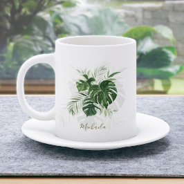 Taza De Café Hojas tropicales personalizadas acuarela