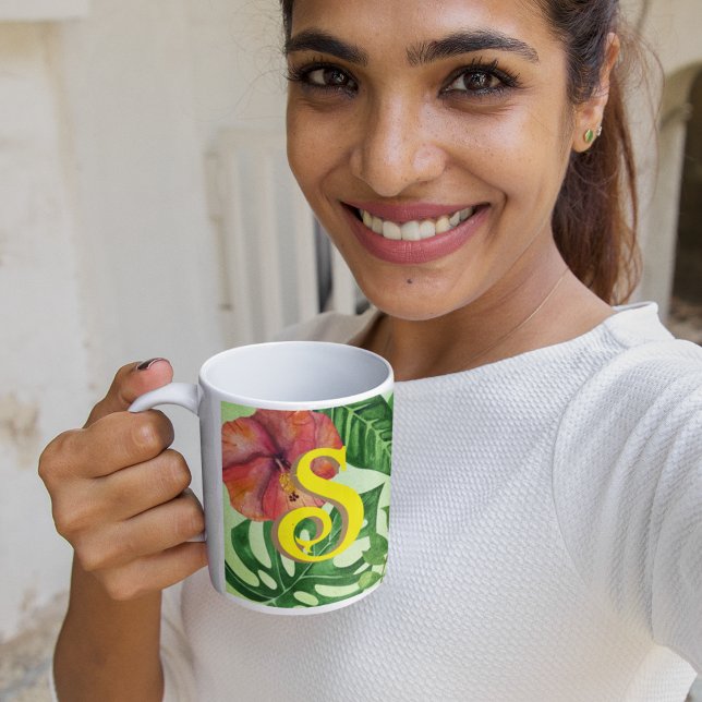 Taza De Café Hojas tropicales personalizadas Rana de la jungla  (Botanical mug
)