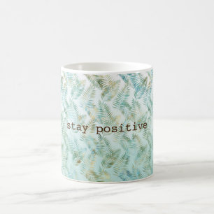 Taza De Café Hojas tropicales verde acuático dorado