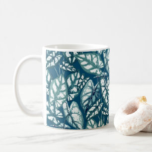 Taza De Café Hojas tropicales Verde azuladas azules
