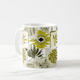 Taza De Café Hojas tropicales y elementos ornamentales.