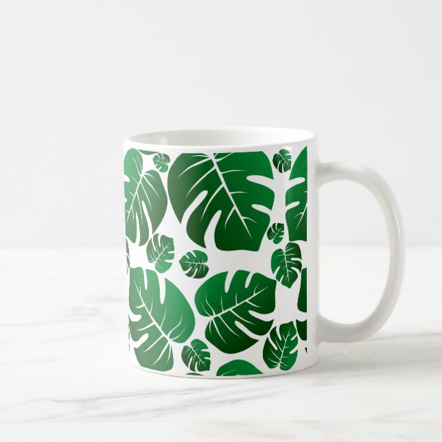 Taza De Café Hojas verdes de la planta de Monstera (Derecha)