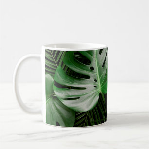 Taza De Café Hojas verdes de monstera y hojas de palma