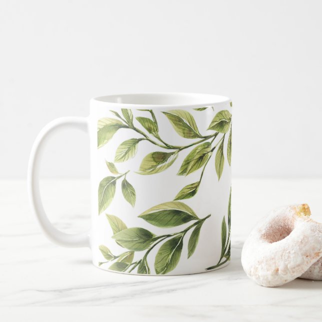 Taza De Café Hojas verdes de primavera (Con donut)