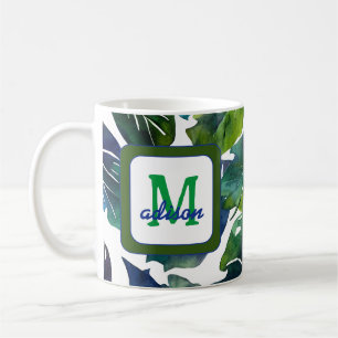 Taza De Café Hojas verdes Philodendron Foliage Botanical