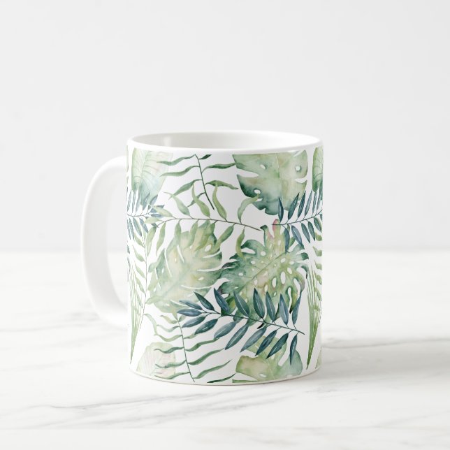 Taza De Café Hojas verdes tropicales (Anverso izquierdo)