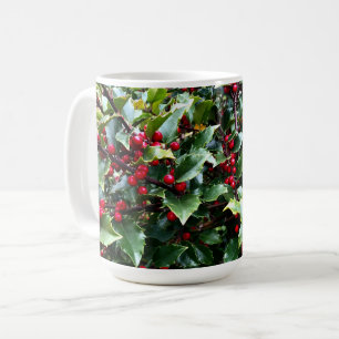 Taza De Café Hojas y bayas de acebo