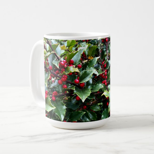 Taza De Café Hojas y bayas de acebo (Anverso izquierdo)