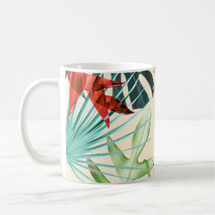 Taza De Café Hojas y flores tropicales: Patrón vibrante