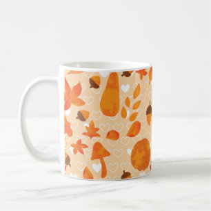 Taza De Café Hojas y nueces otoñales. La naturaleza encantadora