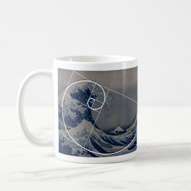 Taza De Café Hokusai resuelve Fibonacci, coeficiente de oro (Izquierda)