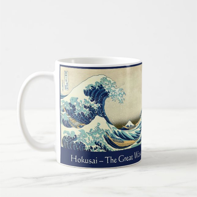 Taza De Café Hokusai – The Great Wave – Custom Text   (Izquierda)