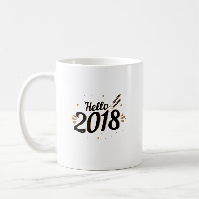 Taza De Café Hola 2018 Noche Vieja (Izquierda)